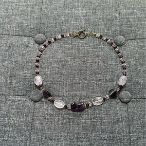 Vintage Necklace - purple and white beads